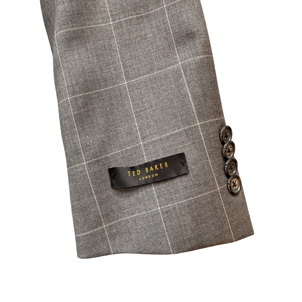 Ted Baker Endurance 40R Gray Windowpane Wool Sport Coat Blazer‎ JAYCI - Picture 2 of 12